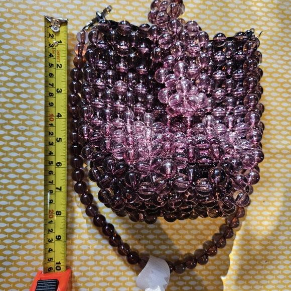 NWT Zara handbag, chunky bead shoulder bag minibag, beautifully light reflective - Picture 16 of 17